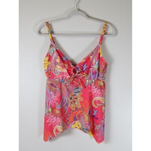Venus Womens Pink Paisley Floral One Piece Swimsuit‎ Tie Front Size 12